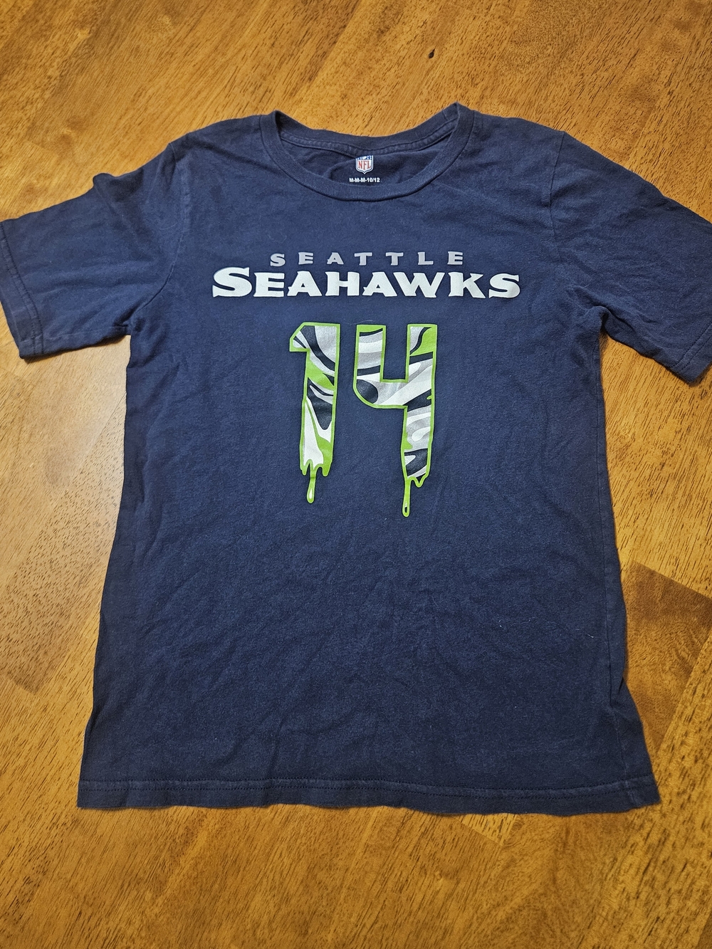 NFL Seattle Seahawks Kids Navy Tee with Neon Green Graphic